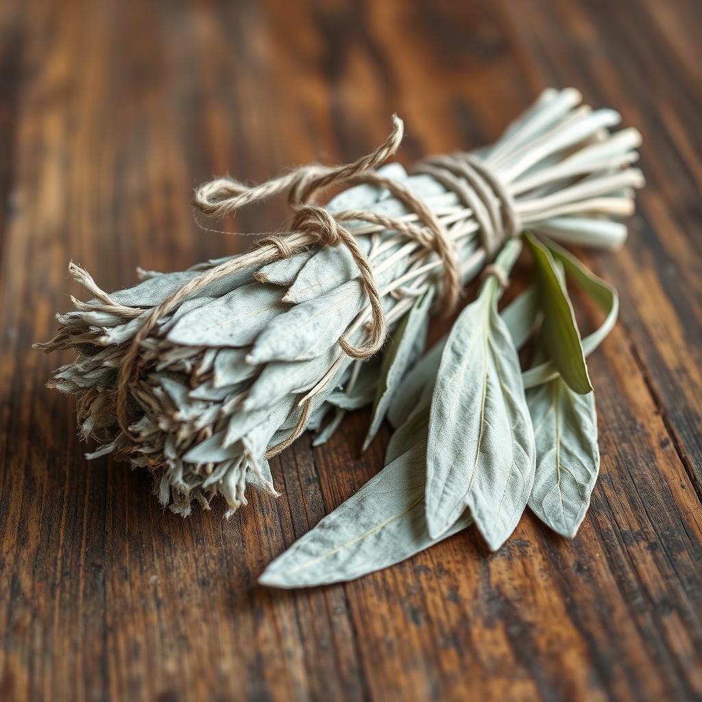 Dried sage bundle for protection spells