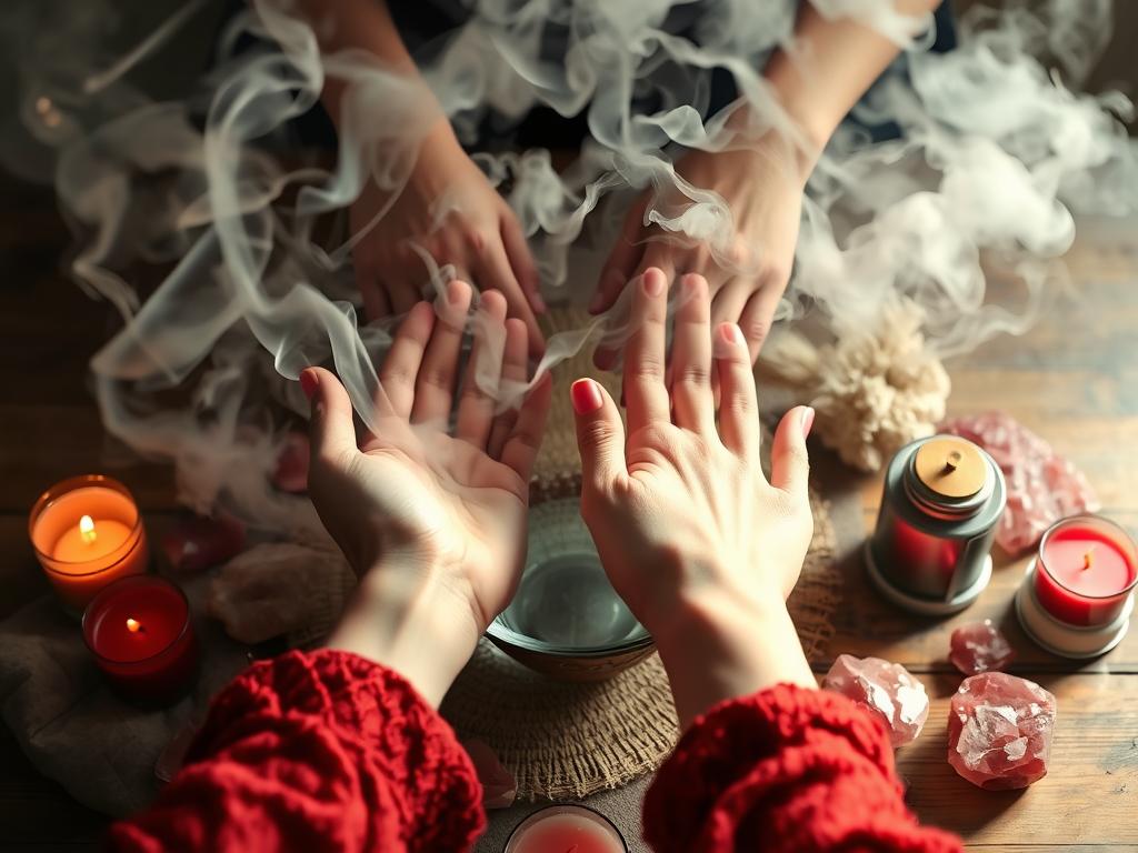 Preparation for love spells that work fast - cleansing ritual with sage and crystals Preparation for love spells that work fast - cleansing ritual with sage and crystals