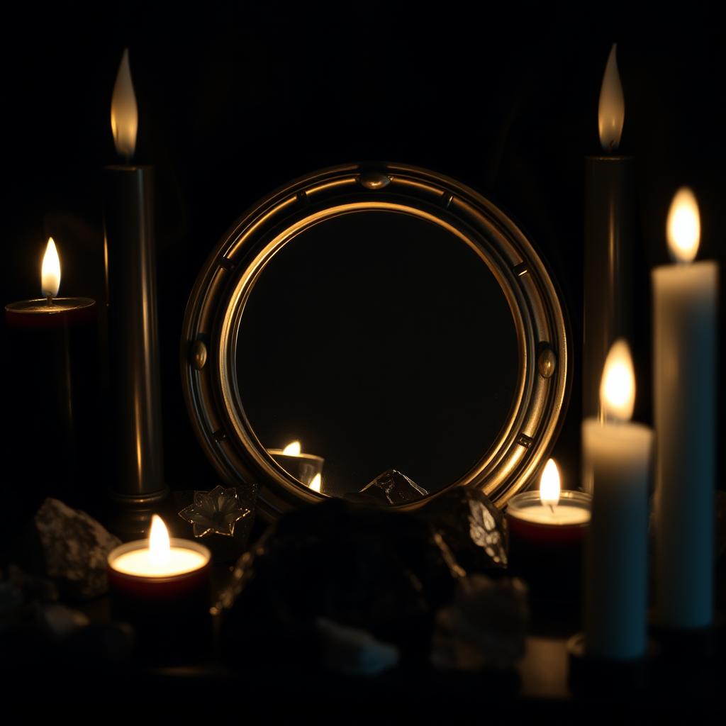 Small mirror being used in a protection spell to reflect negative energy