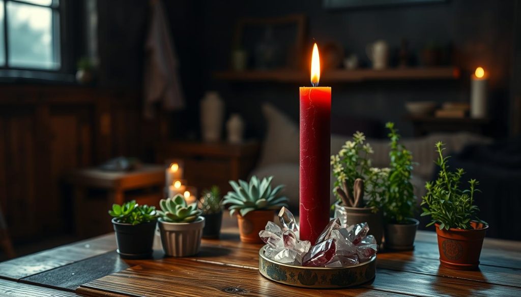 preparing space red candle